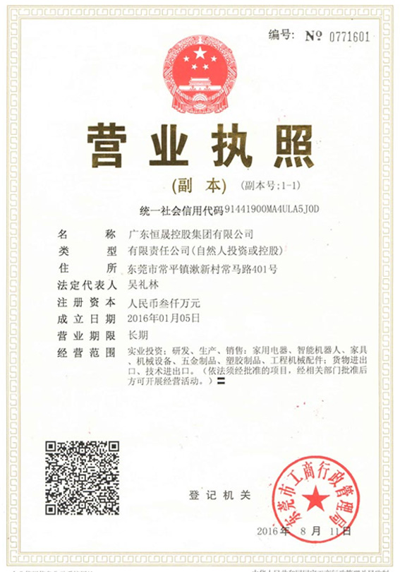 广东恒晟控股集团有限公司营业执照