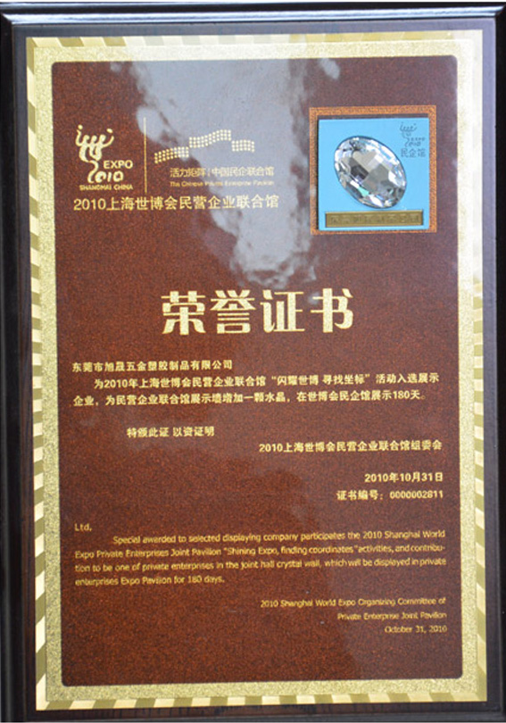世博会荣誉证书